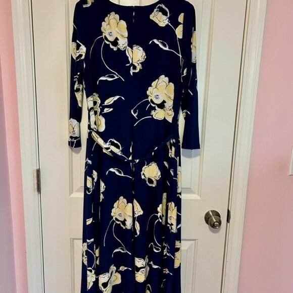 KASPAR Women's Navy Floral Fit & Flare Dress – Size MEDIUM - Picture 6 of 6